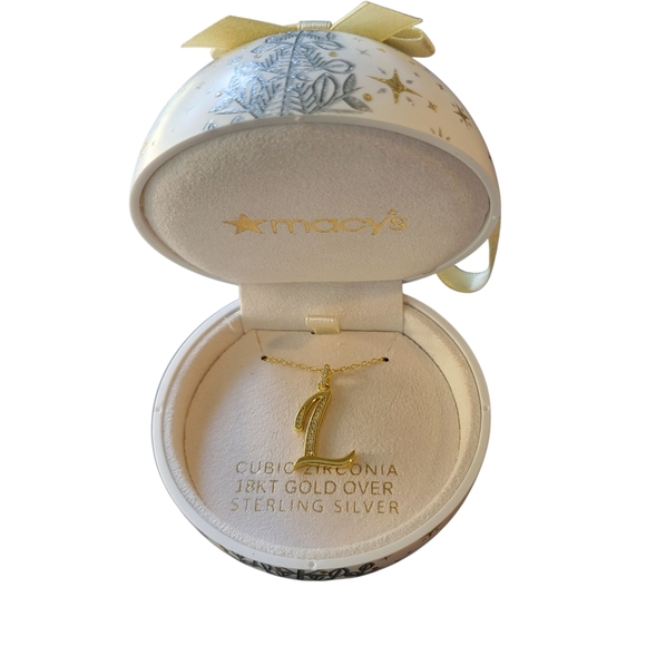 Macy's Gold Cubic Zirconia Necklace - NIP - Picture 2 of 7